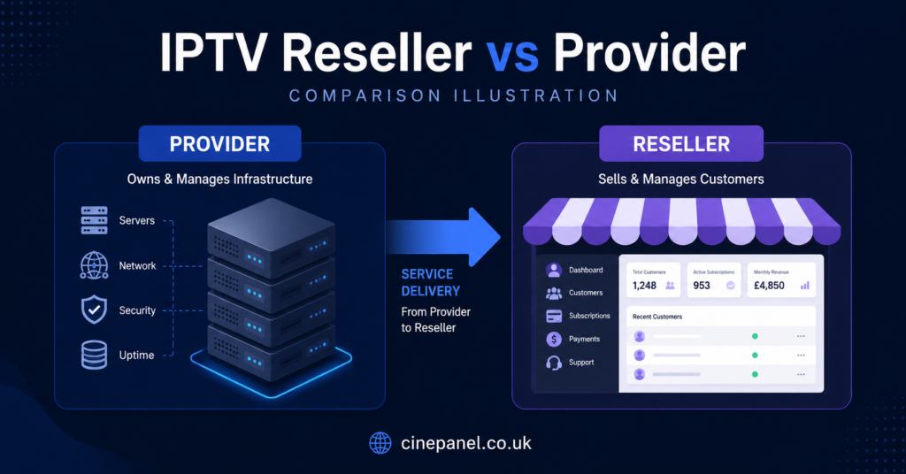 IPTV Reseller vs Provider comparison illustration